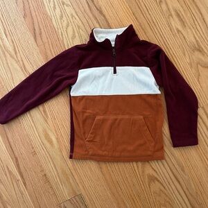 The Children's Place Maroon, White & Rust Colorblock Quarter-Zip Pullover